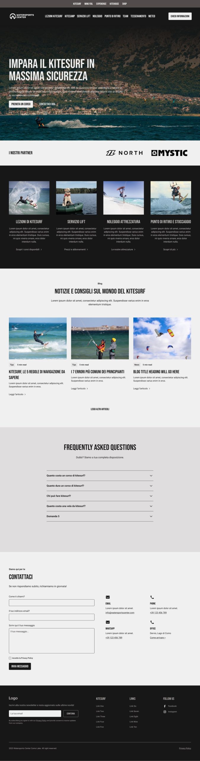 watersport center desktop website